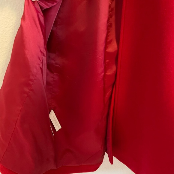 Loft Virgin Wool Blend Trench long Coat Red Size 8 - Picture 6 of 7